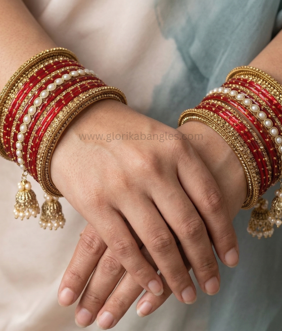 The "Ruby Royale" Bridal Chura Set 
